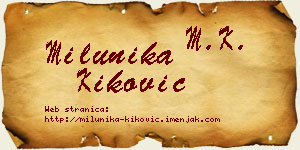 Milunika Kiković vizit kartica
